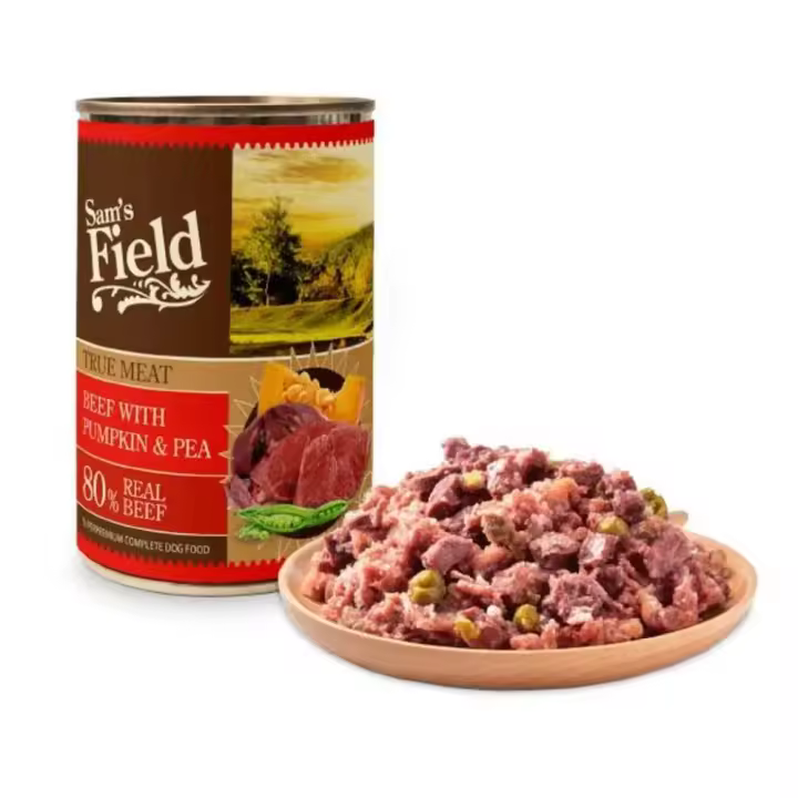 Comida húmeda premium para perros Sam's Field True Meat (pack 6 latas x 400gr.) - ¡Alimentación de calidad para tu peludo! - 1