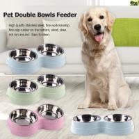 Tazas De Alimentos Y Agua Para Mascotas Doble Acero Inoxidable Alimento Y Agua Para Perros Gatos Pupusas Accesorios Pequeños Para Perros - details 1
