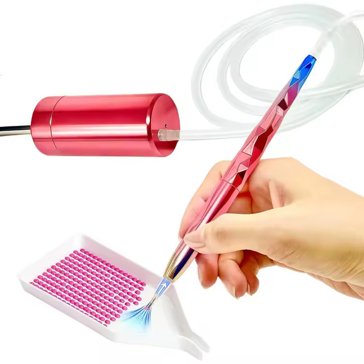 Bolígrafo de diamante eléctrico profesional al vacío: herramienta de precisión para crear obras maestras sin esfuerzo para adultos, sin cera, kit de herramientas eléctricas para bricolaje con modo de succión ajustable (rosa) - 1
