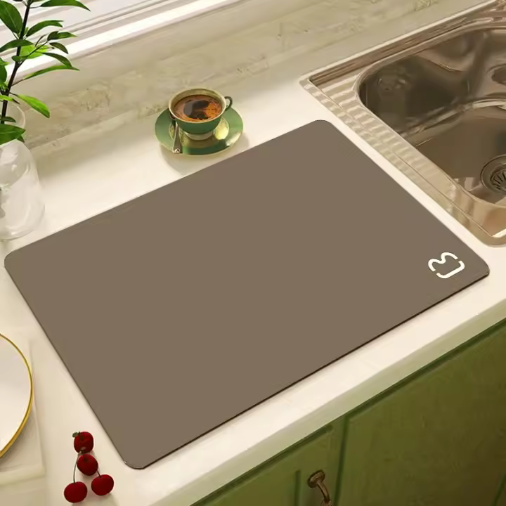 Alfombra De Cocina Grande Absorbente Y Antideslizante Con Estampado De Color Sólido Alfombrilla De Secado Rápido Para Baño Y Mesa Material De Goma Rectangular - 1