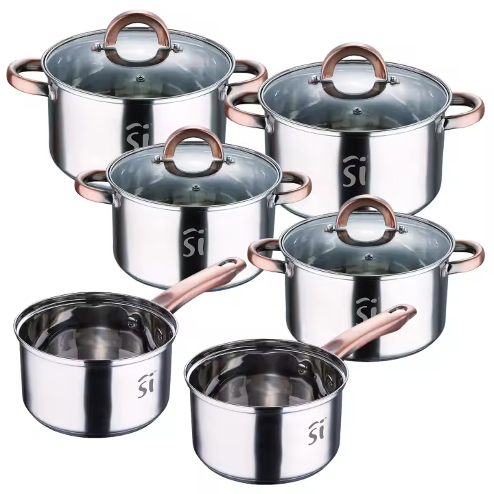Batería de cocina 10pc en acero inox 2xØ16cm 2xØ18cm 2xØ20cm con tapas San Ignacio - 1