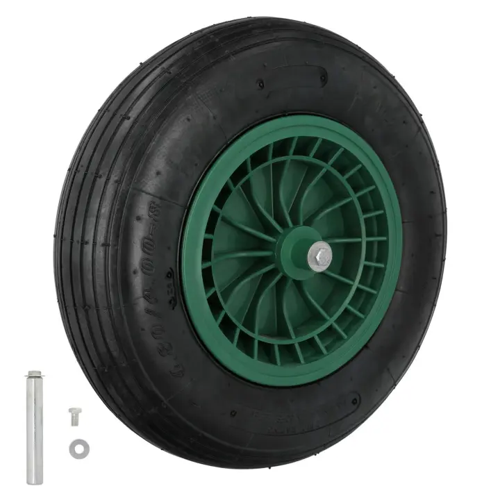 Rueda carretilla neumatica para carretilla obra / jardin llanta plastico eje ø 20 mm. rueda carretilla jardin, carro invernadero - 1