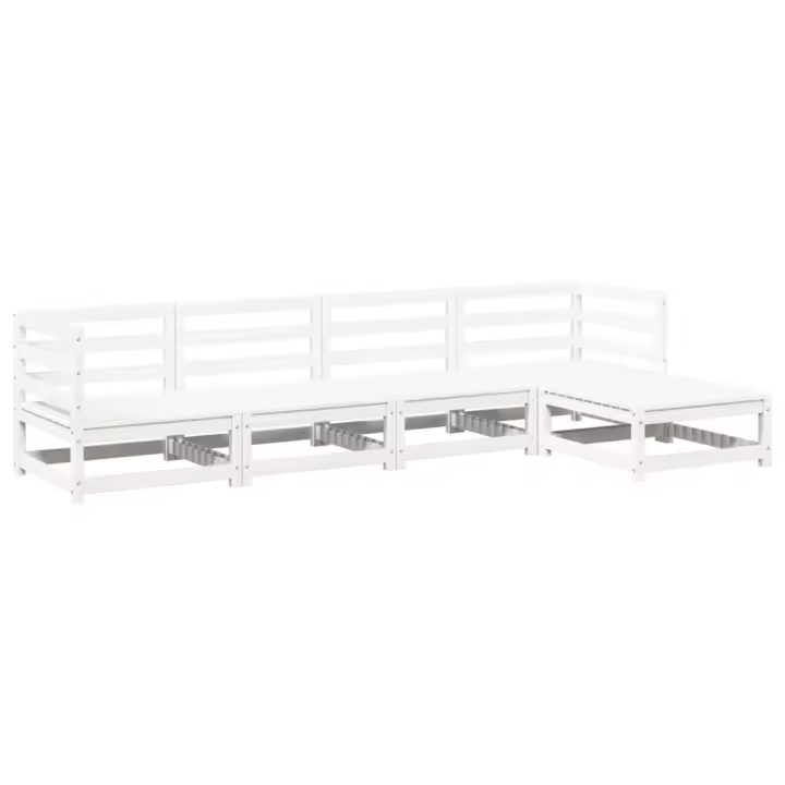 vidaXL Juego de sofás de jardín 5 piezas madera maciza de pino blanco - 1