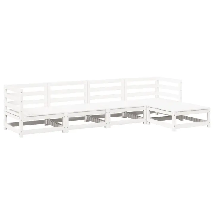vidaXL Juego de sofás de jardín 5 piezas madera maciza de pino blanco - 1
