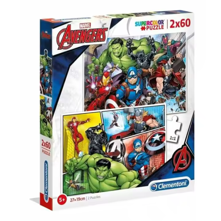 PUZZLE 2X60 PIEZAS THE AVENGERS DE CLEMENTONI - 1