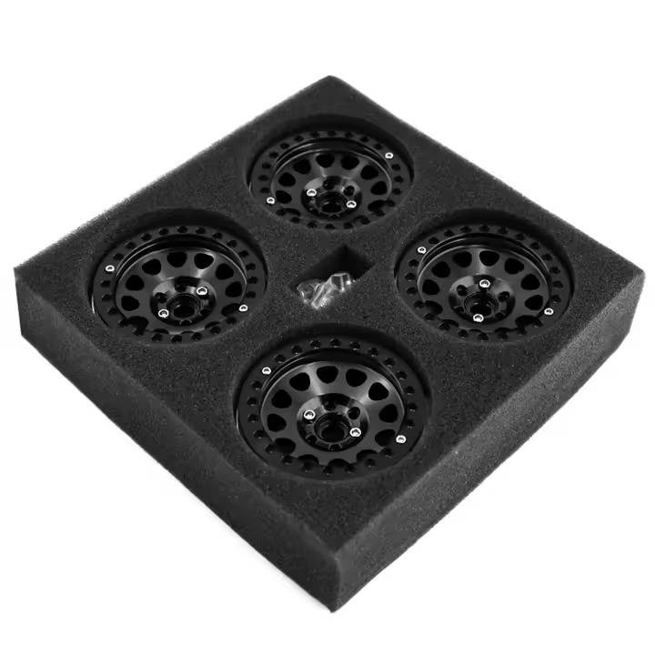 4Pcs Rueda De Aleación De Aluminio CNC 2.2 Con Encaje Para Coche RC 1/10 Axial SCX10 90046 AXI03007 TRX4 VS4-10 Gen8 Rojo Y Negro - 1