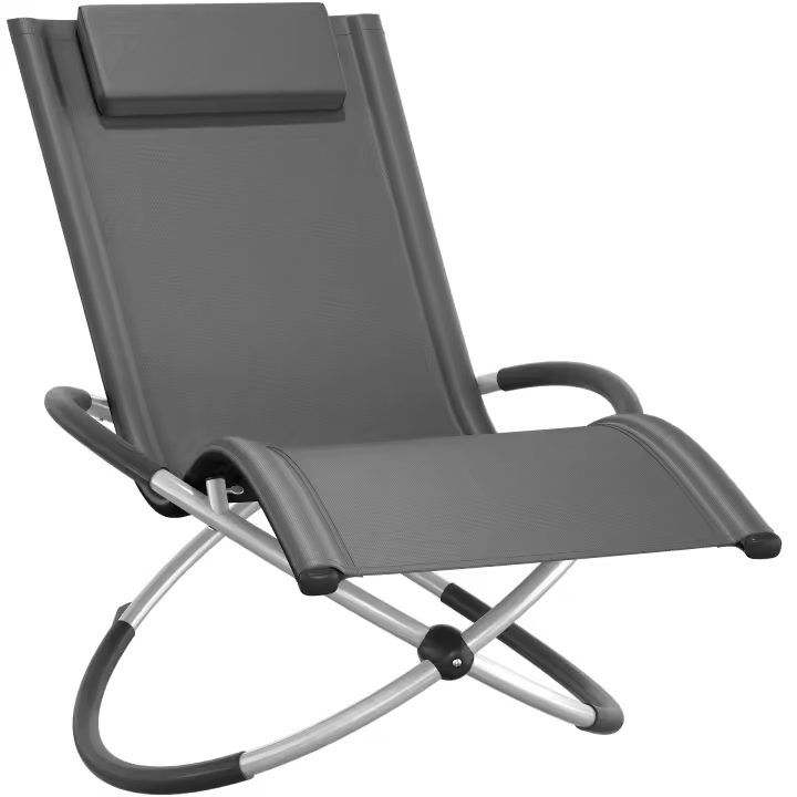 TECTAKE - Tumbona PAULINA ergonómica, plegable y capacidad de carga de 150 kg, Con función de balancín, Superficie con malla transpirable de textileno con reposacabezas extraíble, Estable estructura de acero con inserciones suaves de espuma - 1