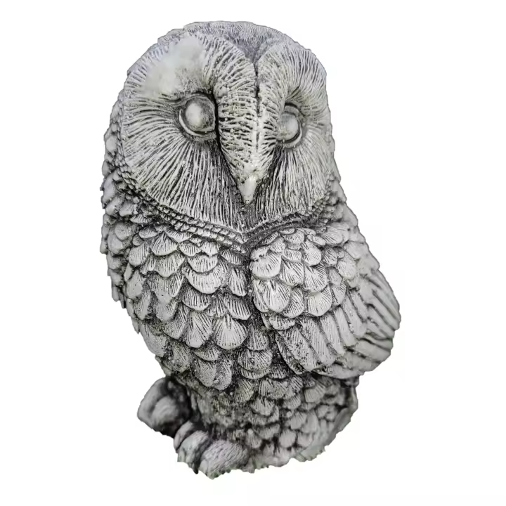 Figura de Lechuza en reposo pequeña de hormigón para exterior 14x11x16cm - AnaParra - 1