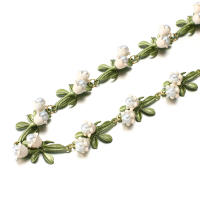 Collar De Lujo AENSOA Con Estampado Floral Blanca Y Hojas En Aleación De Metal Esmaltada Correa Dorada Para Mujer Vintage Para Fiesta - details 14