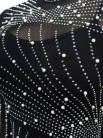 Beyprern Vestido De Noche Para Mujer Con Perlas Y Rhinestones Malla Sexy Y Club De Fiesta Largo De Piso Con Cristales Decoración - details 3