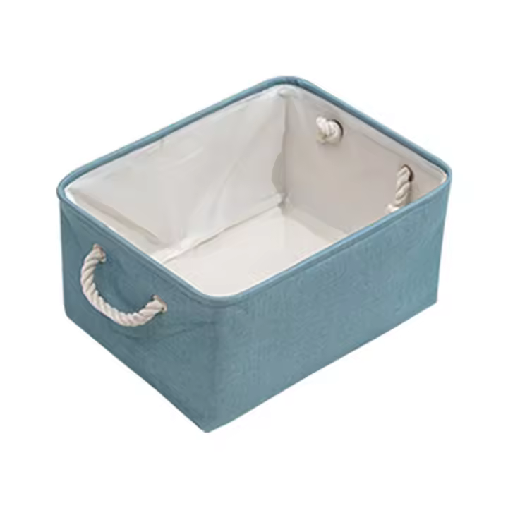 Cesta de Almacenamiento Plegable con Mango de Cuerda para Ropa Sucia y Cosméticos Organizador de Escritorio de Material de Imitación de Lino Forma Irregular - 1