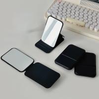 Desktop Makeup Mirror Solid Color PU Leather Simple Portable Handheld Makeup Mirror Foldable Student Compact Cute Pocket Mirror - details 8
