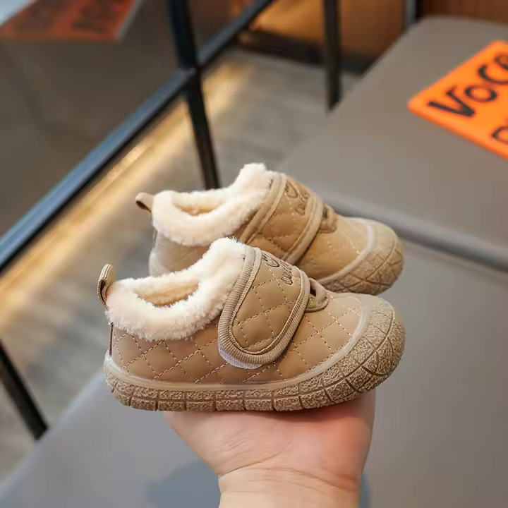 Zapatos De Caminar Para Bebés Platform De Algodón Calientes Invierno Niños Casuales Dibujos Animados Peluche Antideslizantes Suave Suela Unisex - 1