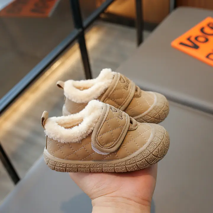 Zapatos De Caminar Para Bebés Platform De Algodón Calientes Invierno Niños Casuales Dibujos Animados Peluche Antideslizantes Suave Suela Unisex - 1