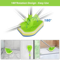 Cepillo De Limpieza Para Azulejos 3 En 1 Con Mango Largo Escobilla De Limpieza Para Baño Y Piso Esponja Triangular Rotatoria De 180° Retráctil De Plástico Acero Inoxidable Y Microfibra - details 3