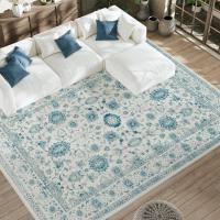 Carpetas Navy Blue Bohemia Retro Estilo Europeo Y Americano Alfombra Delgada Para Decoración De Dormitorio Y Sala De Estar Material Poliéster Moderno Y Elegante - details 2