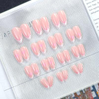 Set De 24 Uñas Postizas De Plástico Gloss Medio Cuadradas Rosa Y Blanco Con Patrón De Flores Uñas Falsas Reutilizables Para Dedos - details 7