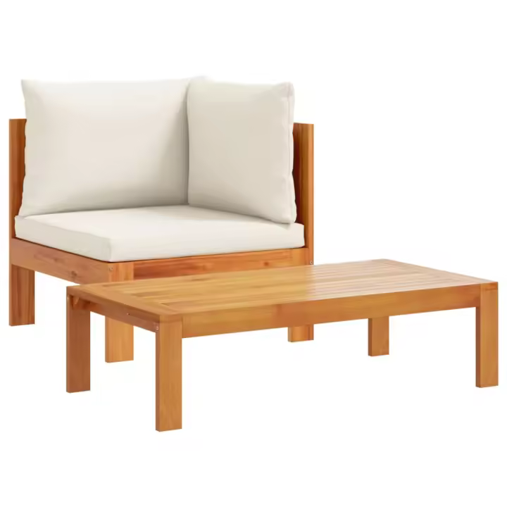 vidaXL Sofás de jardín 2 pzas con cojines madera maciza acacia Crema, Gris oscuro, Conjunto Terraza Muebles Jardín Exterior Juego de Muebles de jardín Mueble Jardín Exterior Muebles de Salon Exterior - 1
