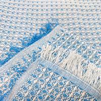 Colcha multiuso 85% algodón reciclado 15% poliéster diseño cuadritos azul cielo. - details 3