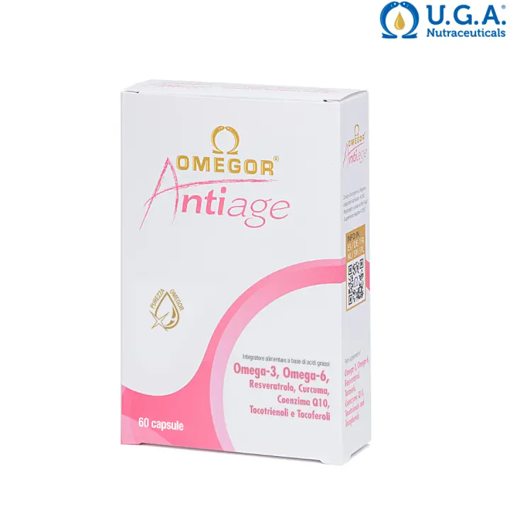 Omegor Antiage-Suplemento PARAS LA Piel with Omega-3 Y 6 (60 Cápsulas)-Acción Antioxidante Contra Los Signos y Síntomas del Envejamiento-With Resveratrol, Cúrcuma, Ácido Alpha Lipoico y Coenzyme Q10 - 1