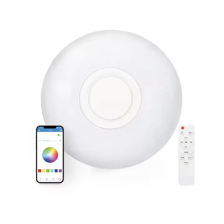 Plafón LED KSIX Rainbow, Altavoz 5 W integrado, RGB+CCT, Diámetro 40 cm, 2.200 lm, 30 W, App iLink, Blanco - 1