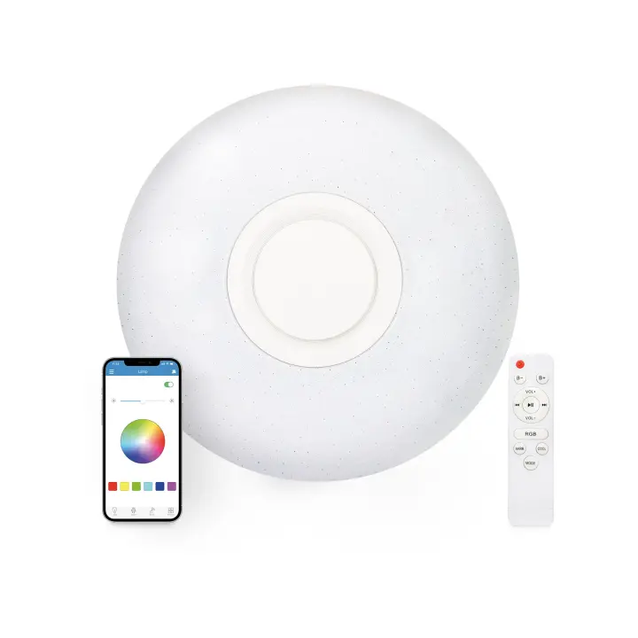 Plafón LED KSIX Rainbow, Altavoz 5 W integrado, RGB+CCT, Diámetro 40 cm, 2.200 lm, 30 W, App iLink, Blanco - 1
