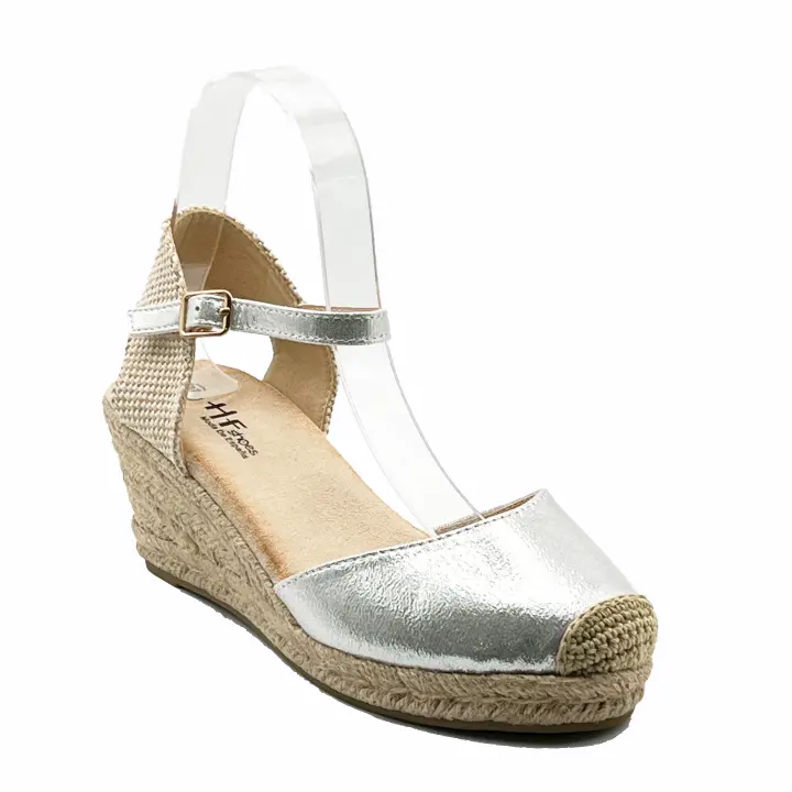 JZ Hermanos Zapato de Estilo Alpargata con Tacón de Esparto Trenzado - 1