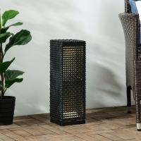 Outsunny Lámpara de Pie de Ratán Sintético Linterna Solar con Luces LED Control Automático para Decoración en Interiores y Exteriores 15,5x15,5x47 cm Negro - details 1