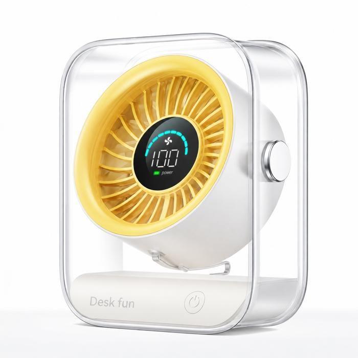 Ventilateur de bureau USB rechargeable, silencieux, avec flux d'air turbo, 100 vitesses, affichage numérique, rotation… — oferta en Miravia