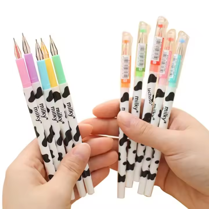 Esto Es Un Set De 12 Bolígrafos De Gel Coloridos Diamante Neutrales Kawaii Cow Para Escuela Y Oficina Regalos Para Amigos Y Estudiantes Suministros Escolares - 1