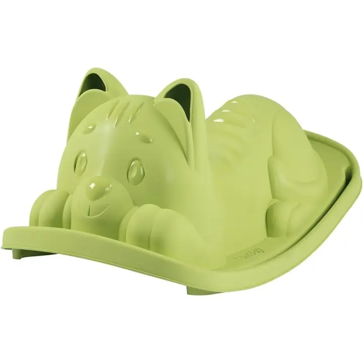 Smoby - Balancín Gato Verde - Asiento Ergonómico, Orejas para Agarre, Anti-UV, Plástico Reciclado – Juego infantil aire libre,+ 18 Meses - 1