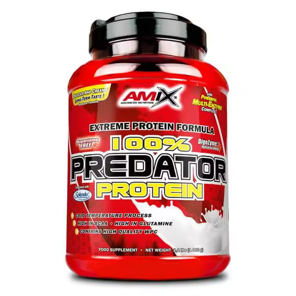 Amix Nutrition Proteína Predator Protein 1kg con Complejo Multi-enzimático Digestivo y BCAA Esenciales - 1