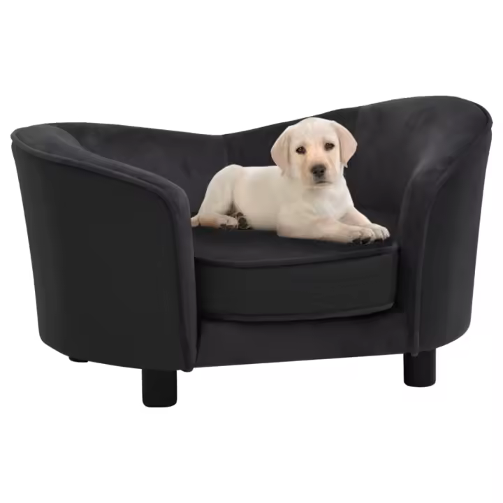 vidaXL Sofá para perros felpa y cuero sintético negro 69x49x40 cm - 1
