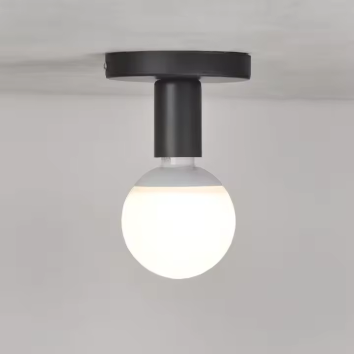 Base De Lámpara E27 Negra/Blanca Moderna Nórdica Retro De Hierro Decorativa Para Sala De Estar Dormitorio Baño Soporte Para Lámpara De Techo Y Pared - 1