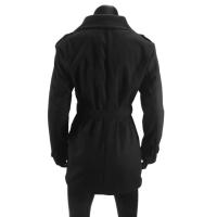 Abrigo De Mujer En Lino Y Lana Doblemente Abrillantado Con Cinturón Y Etiqueta En Hombro Casual Streetwear De Otoño Invierno - details 18