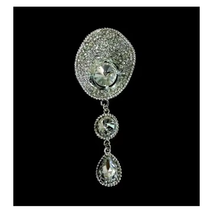 BROCHE DIAMANTE 9 X 3,5 CMS. Raíz OFERTAS PARA TOCADOS TURBANTES PAMELAS ROPA - 1