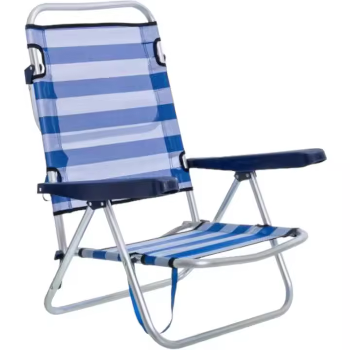 Silla de Playa Plegable de 4 Posiciones Estructura de Aluminio Super Ligera con Asas, Asiento Textileno Transpirable - 1