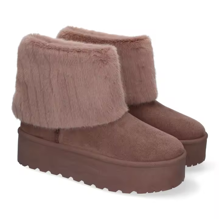 PuntoSalao Botines australianos plataforma y pelo en caña mujer color cafe 8908 - Un Botin Australiano de Plataforma para Mujer  Comodos y Calentitos  Forrados con Pelo  Ideales para Invierno. - 1