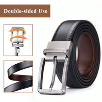 Cinturón De Cuero Genuino Para Hombre Doble Cara Con Grabado Láser Estilo Retro De Lujo Ancho 2.6 Pulgadas Hebilla De Punta Alta Calidad Superior - details 0