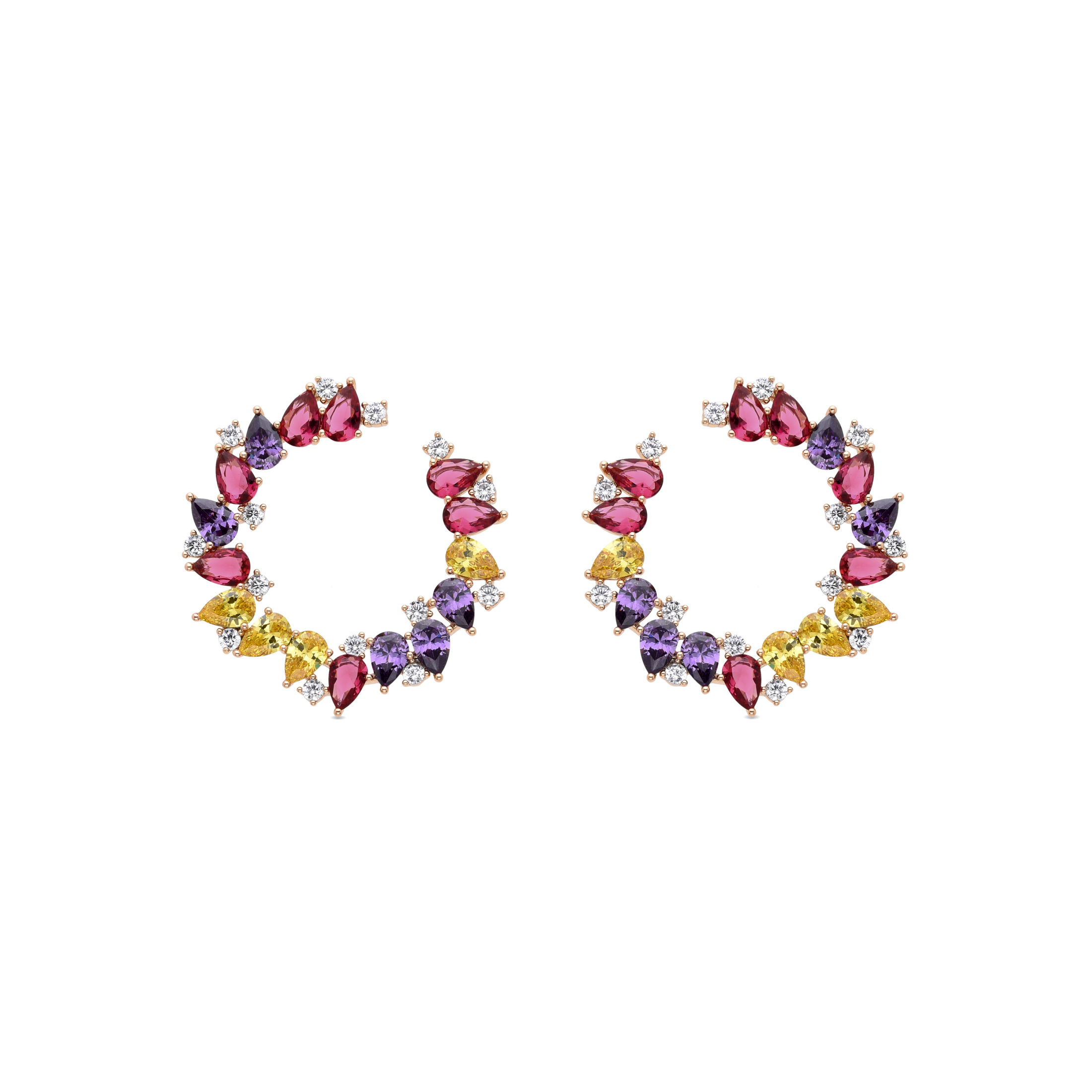 Pendientes Luxenter  Circonita Multicolor acabados en oro amarillo de 18K - Monlali