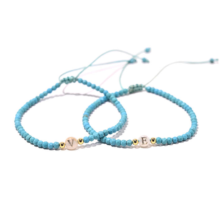 Pulsera De Encanto Con Característica Natural Para Mujer Piedra Facetada 26 Letras Diseño MOON GIRL Fashion Bracelet