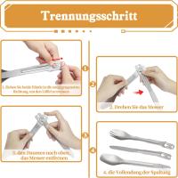 LAHAQIQI Conjunto De Utensilios De Camping 5-en-1 Desmontable Cutlería Portátil Silverware Acero Inoxidable Multiherramienta Set Tijeras Spork Cuchara - details 1