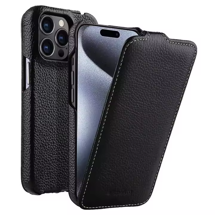 Para 15 Pro case Litchi Textura vertical Flip Cuero genuino de la Vaca PC cubierta - 1
