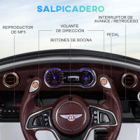 HOMCOM Coche Eléctrico para Niños 2 Modos de Control con Música Faros Brillantes Retroceder Bentley GT Licencia +3 Años Automóvil Infantil 108x60x43 cm - details 5