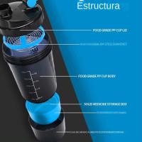 Botella De Ejercicio Para Construir Musculo 3 Capas Mezclador De Proteína De Gran Capacidad Para Deportes Y Fitness Taza De Licuado De Leche Regalo - details 2