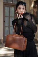 Bolso De Hombro Para Mujer En Cuero Genuino Split Tamaño Grande Color Marrón Y Negro Estilo De Lujo Y Moda Bolso Cruzado - details 25