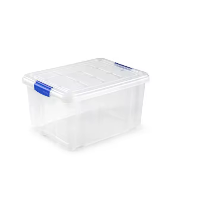 Caja de almacenamiento de 16 L con tapa, transparente, 40 x 30 x 21 cm - 1