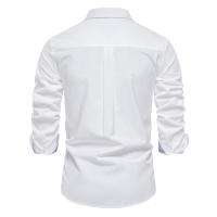 Camisa Oxford De Algodón Y Poliéster Para Hombre AIOPESON Cuello En V Manga Larga Botones Casual Negocios Primavera Otoño - details 8