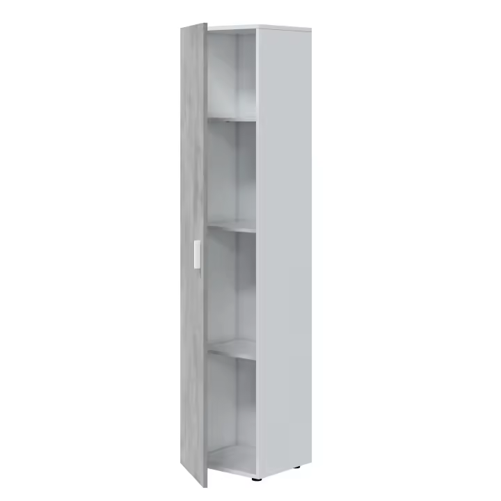 Miroytengo Armario multiusos alto 1 puerta 3 estantes columna auxiliar color blanco Artik y gris cemento 182x41x37 cm - 1