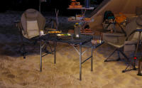 Mesa Plegable Camping de Aluminio 137x62x67 cm con Laterales Abatibles y Altura Ajustable Mesa Plegable Portátil Ligera con Encimera Metálica de Rejilla para Acampar Senderismo Playa Negro - details 0